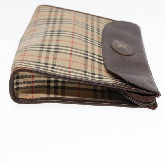 Burberrys Nova Check Clutch Bag Canvas Leather Beige Brown Auth 89716 - Picture 6 of 16